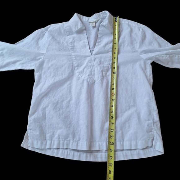 H&M Linen Cotton Shirt Crisp White Blouse Top Pullover Popover Loose size S - Picture 4 of 9